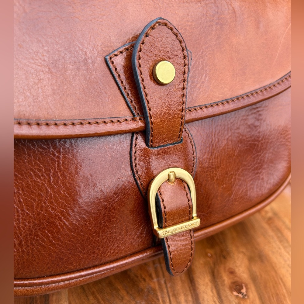 Italian Vechetta Leather Saddle Bag Brown Time Resistance “Women in Love” NWT - Picture 5 of 17